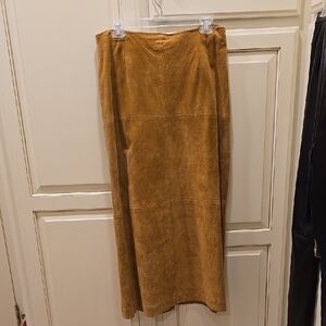 Vintage 2000's Sigrid Olsen Butterscotch Suede Maxi Skirt Size12